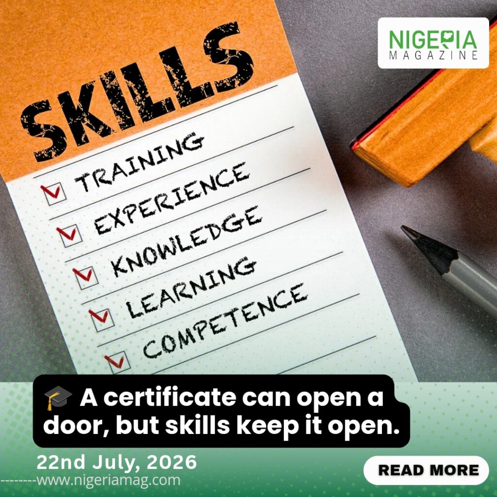 A certificate can open a door, but skills keep it open