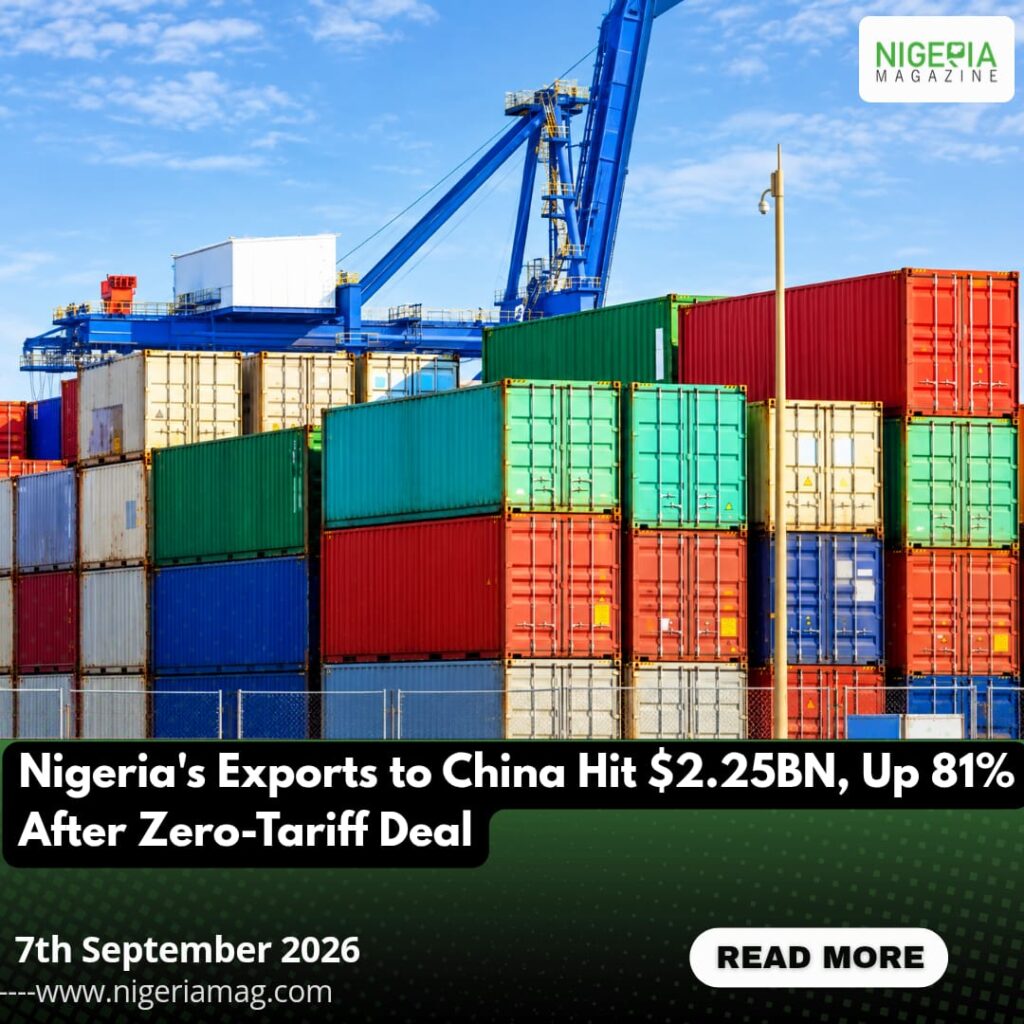 Nigeria’s Exports to China Hit $2.25BN, Up 81% After Zero-Tariff Deal